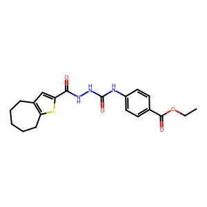 ethyl 4-({[2-(5,6,7,8-tetrahydro-4H-cyclohepta[b]thiophen-2-ylcarbonyl)hydrazinyl]carbonyl}amino)benzoate structure