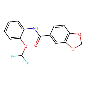 N-[2-(difluoromethoxy)phenyl]-1,3-benzodioxole-5-carboxamide structure