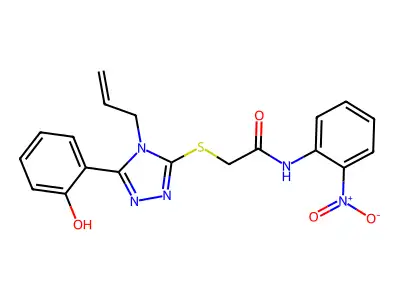 2-((4-allyl-5-(2-hydroxyphenyl)-4H-1,2,4-triazol-3-yl)thio)-N-(2-nitrophenyl)acetamide structure