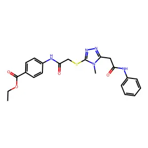 ethyl 4-{[({4-methyl-5-[2-oxo-2-(phenylamino)ethyl]-4H-1,2,4-triazol-3-yl}sulfanyl)acetyl]amino}benzoate structure