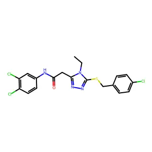 2-[5-[(4-chlorophenyl)methylsulfanyl]-4-ethyl-1,2,4-triazol-3-yl]-N-(3,4-dichlorophenyl)acetamide structure