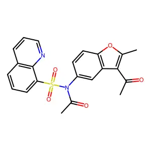 N-(3-acetyl-2-methyl-1-benzofuran-5-yl)-N-quinolin-8-ylsulfonylacetamide structure