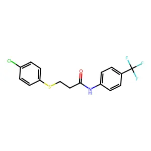 3-(4-chlorophenyl)sulfanyl-N-[4-(trifluoromethyl)phenyl]propanamide structure