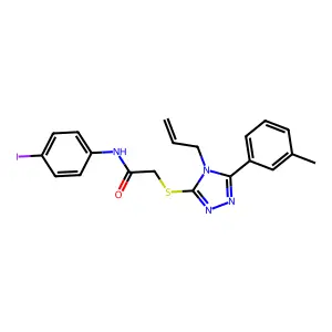 N-(4-iodophenyl)-2-[[5-(3-methylphenyl)-4-prop-2-enyl-1,2,4-triazol-3-yl]sulfanyl]acetamide structure