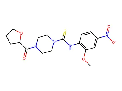 N-(2-methoxy-4-nitrophenyl)-4-(oxolane-2-carbonyl)piperazine-1-carbothioamide structure