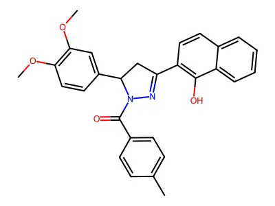 2-[5-(3,4-dimethoxyphenyl)-1-(4-methylbenzoyl)pyrazolidin-3-ylidene]naphthalen-1-one structure