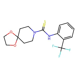 N-[2-(trifluoromethyl)phenyl]-1,4-dioxa-8-azaspiro[4.5]decane-8-carbothioamide structure