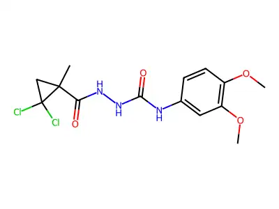 1-[(2,2-Dichloro-1-methylcyclopropanecarbonyl)amino]-3-(3,4-dimethoxyphenyl)urea structure