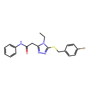 2-[5-[(4-bromophenyl)methylsulfanyl]-4-ethyl-1,2,4-triazol-3-yl]-N-phenylacetamide structure
