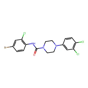 N-(4-bromo-2-chlorophenyl)-4-(3,4-dichlorophenyl)piperazine-1-carboxamide structure