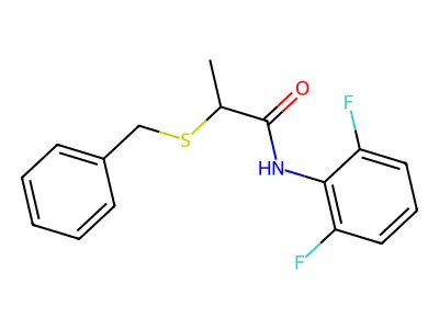 2-benzylsulfanyl-N-(2,6-difluorophenyl)propanamide structure