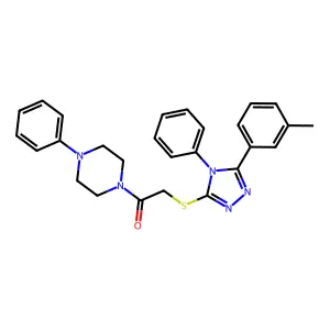 2-[[5-(3-methylphenyl)-4-phenyl-1,2,4-triazol-3-yl]sulfanyl]-1-(4-phenylpiperazin-1-yl)ethanone structure