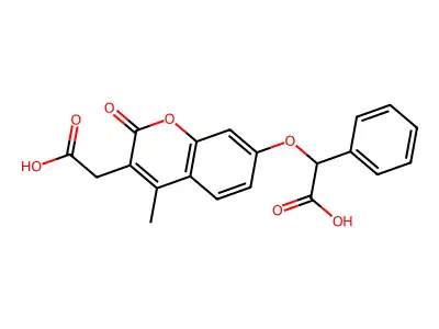 {[3-(carboxymethyl)-4-methyl-2-oxo-2H-chromen-7-yl]oxy}(phenyl)acetic acid structure