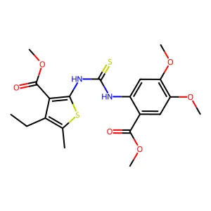 methyl 2-({[4,5-dimethoxy-2-(methoxycarbonyl)phenyl]carbamothioyl}amino)-4-ethyl-5-methylthiophene-3-carboxylate structure