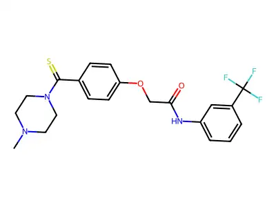 2-[4-(4-methylpiperazine-1-carbothioyl)phenoxy]-N-[3-(trifluoromethyl)phenyl]acetamide structure