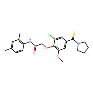 2-[2-chloro-6-methoxy-4-(pyrrolidine-1-carbothioyl)phenoxy]-N-(2,4-dimethylphenyl)acetamide structure
