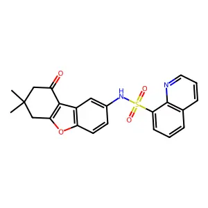N-(7,7-dimethyl-9-oxo-6,8-dihydrodibenzofuran-2-yl)quinoline-8-sulfonamide structure