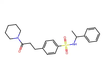 4-(3-oxo-3-piperidin-1-ylpropyl)-N-(1-phenylethyl)benzenesulfonamide structure