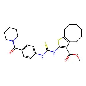 methyl 2-({[4-(piperidin-1-ylcarbonyl)phenyl]carbamothioyl}amino)-4,5,6,7,8,9-hexahydrocycloocta[b]thiophene-3-carboxylate structure