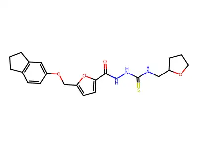 1-[[5-(2,3-dihydro-1H-inden-5-yloxymethyl)furan-2-carbonyl]amino]-3-(oxolan-2-ylmethyl)thiourea structure