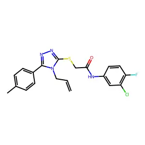 N-(3-chloro-4-fluorophenyl)-2-[[5-(4-methylphenyl)-4-prop-2-enyl-1,2,4-triazol-3-yl]sulfanyl]acetamide structure