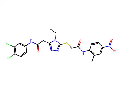 2-[(5-{2-[(3,4-dichlorophenyl)amino]-2-oxoethyl}-4-ethyl-4H-1,2,4-triazol-3-yl)sulfanyl]-N-(2-methyl-4-nitrophenyl)acetamide structure
