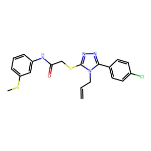 2-[[5-(4-chlorophenyl)-4-prop-2-enyl-1,2,4-triazol-3-yl]sulfanyl]-N-(3-methylsulfanylphenyl)acetamide structure