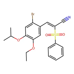 (E)-2-(benzenesulfonyl)-3-(2-bromo-5-ethoxy-4-propan-2-yloxyphenyl)prop-2-enenitrile structure