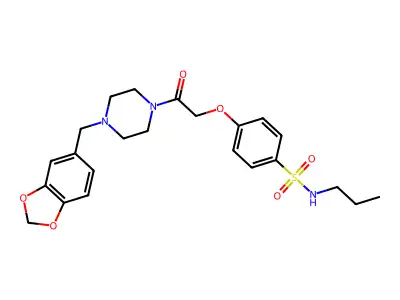 4-[2-[4-(1,3-benzodioxol-5-ylmethyl)piperazin-1-yl]-2-oxoethoxy]-N-propylbenzenesulfonamide structure