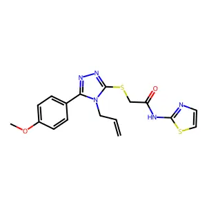2-[[5-(4-methoxyphenyl)-4-prop-2-enyl-1,2,4-triazol-3-yl]sulfanyl]-N-(1,3-thiazol-2-yl)acetamide structure