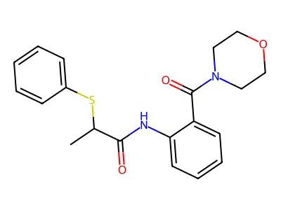 N-[2-(morpholine-4-carbonyl)phenyl]-2-phenylsulfanylpropanamide structure