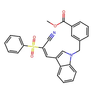 (E)-methyl 3-((3-(2-cyano-2-(phenylsulfonyl)vinyl)-1H-indol-1-yl)methyl)benzoate structure