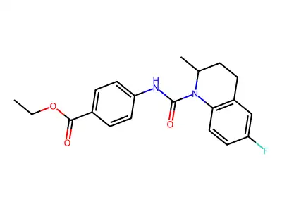 ethyl 4-{[(6-fluoro-2-methyl-3,4-dihydroquinolin-1(2H)-yl)carbonyl]amino}benzoate structure