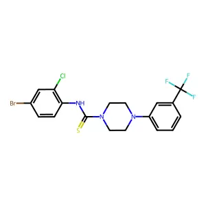 N-(4-bromo-2-chlorophenyl)-4-[3-(trifluoromethyl)phenyl]piperazine-1-carbothioamide structure
