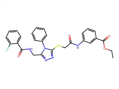 ethyl 3-[({[5-({[(2-fluorophenyl)carbonyl]amino}methyl)-4-phenyl-4H-1,2,4-triazol-3-yl]sulfanyl}acetyl)amino]benzoate structure