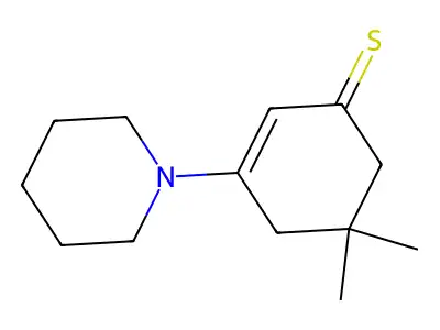 5,5-Dimethyl-3-piperidylcyclohex-2-ene-1-thione structure