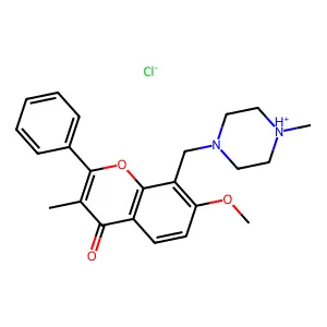 Flavone, 7-methoxy-3-methyl-8-(4-methyl-1-piperazinyl)methyl-, hydrochloride structure