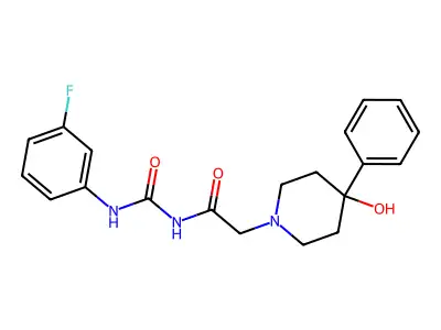 1-Piperidineacetamide, N-(((3-fluorophenyl)amino)carbonyl)-4-hydroxy-4-phenyl- structure