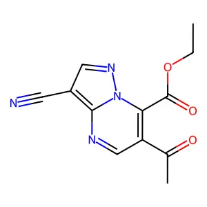 Ethyl 6-acetyl-3-cyanopyrazolo[1,5-a]pyrimidine-7-carboxylate structure