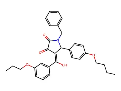 1-benzyl-5-(4-butoxyphenyl)-4-[hydroxy-(3-propoxyphenyl)methylidene]pyrrolidine-2,3-dione structure