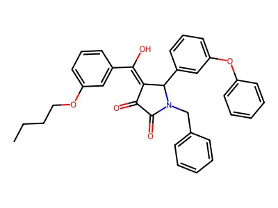 1-benzyl-4-[(3-butoxyphenyl)-hydroxymethylidene]-5-(3-phenoxyphenyl)pyrrolidine-2,3-dione structure