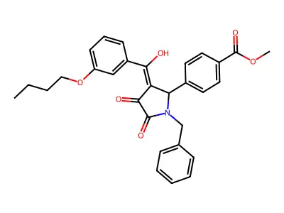 Methyl 4-{1-benzyl-3-[(3-butoxyphenyl)(hydroxy)methylidene]-4,5-dioxopyrrolidin-2-yl}benzoate structure