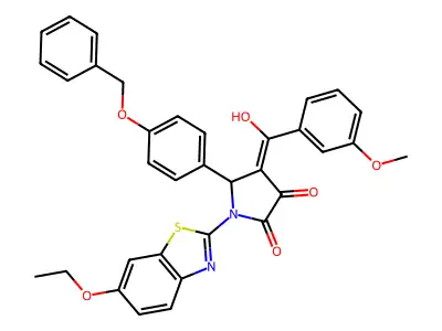 5-[4-(Benzyloxy)phenyl]-1-(6-ethoxy-1,3-benzothiazol-2-yl)-4-[hydroxy(3-methoxyphenyl)methylidene]pyrrolidine-2,3-dione structure