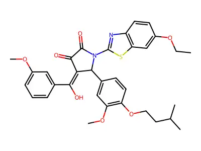 1-(6-Ethoxy-1,3-benzothiazol-2-yl)-4-[hydroxy(3-methoxyphenyl)methylidene]-5-[3-methoxy-4-(3-methylbutoxy)phenyl]pyrrolidine-2,3-dione structure