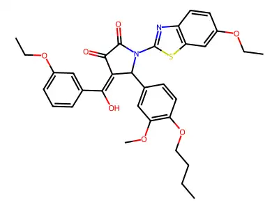 5-(4-Butoxy-3-methoxyphenyl)-1-(6-ethoxy-1,3-benzothiazol-2-yl)-4-[(3-ethoxyphenyl)(hydroxy)methylidene]pyrrolidine-2,3-dione structure