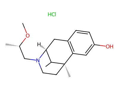 2,6-Methano-3-benzazocin-8-ol, 1,2,3,4,5,6-hexahydro-6,11-dimethyl-3-(2'-methoxypropyl)-, hydrochloride, (-)-(2R,6R,11R,2'S)- structure