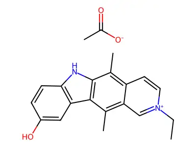 2-Ethyl-9-hydroxy-5,11-dimethyl-6H-pyrido(4,3-b)carbazolium acetate structure
