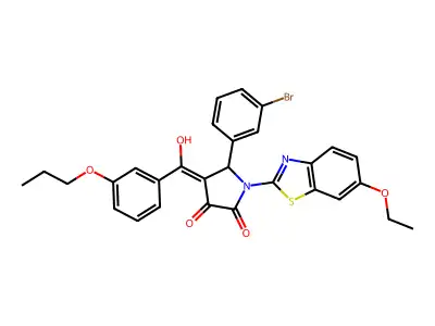 5-(3-Bromophenyl)-1-(6-ethoxy-1,3-benzothiazol-2-yl)-4-[hydroxy(3-propoxyphenyl)methylidene]pyrrolidine-2,3-dione structure