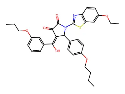 5-(4-Butoxyphenyl)-1-(6-ethoxy-1,3-benzothiazol-2-yl)-4-[hydroxy(3-propoxyphenyl)methylidene]pyrrolidine-2,3-dione structure