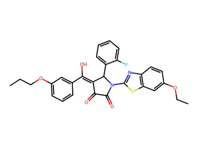 1-(6-Ethoxy-1,3-benzothiazol-2-yl)-5-(2-fluorophenyl)-4-[hydroxy(3-propoxyphenyl)methylidene]pyrrolidine-2,3-dione structure